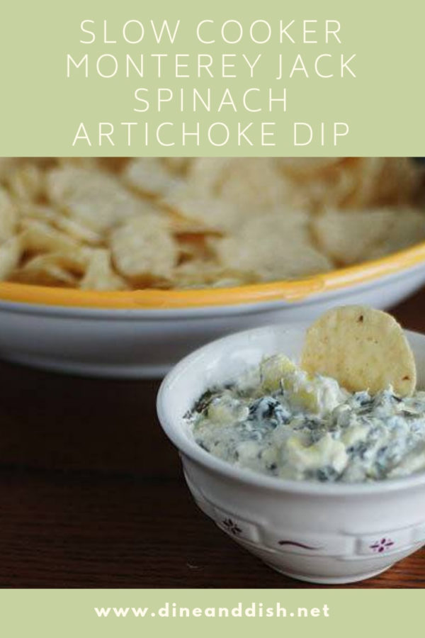 Slow Cooker Spinach Artichoke Dip Recipe with Monterey Jack Cheese from www.dineanddish.net