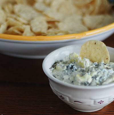 Slow Cooker Spinach Artichoke Dip Recipe with Monterey Jack Cheese