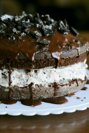 Chocolate Covered Oreo Cookie Cake Dessert - Dine and Dish