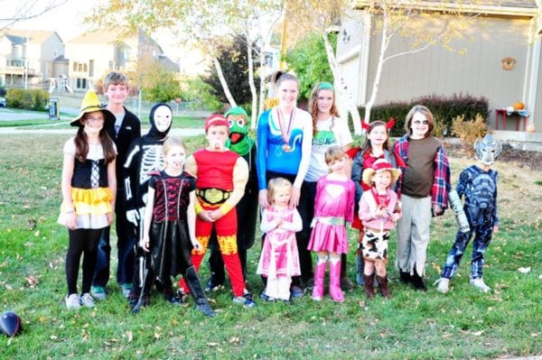 A group of kids dressed up for Halloween