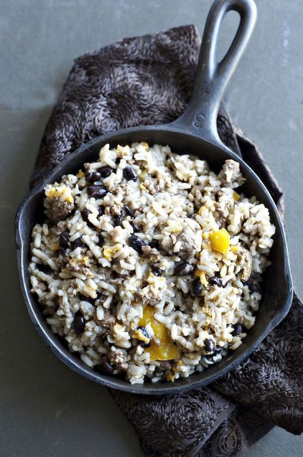 Cast Iron Skillet of Cajun Dirty Rice