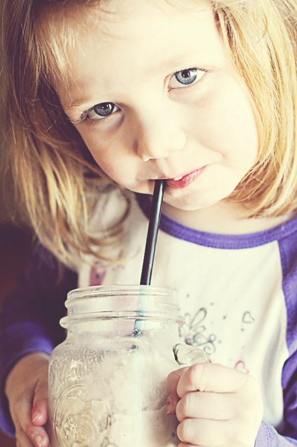 Ella drinking frozen hot chocolate