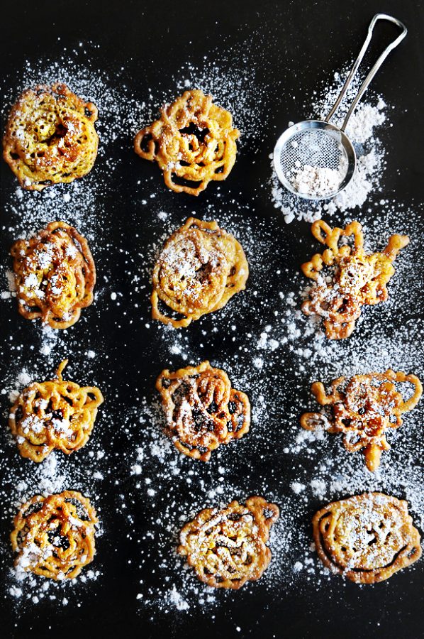 Bite Sized Funnel Cake Recipe with Pumpkin - perfect for the fall season or any time of year! Recipe from dineanddish.net