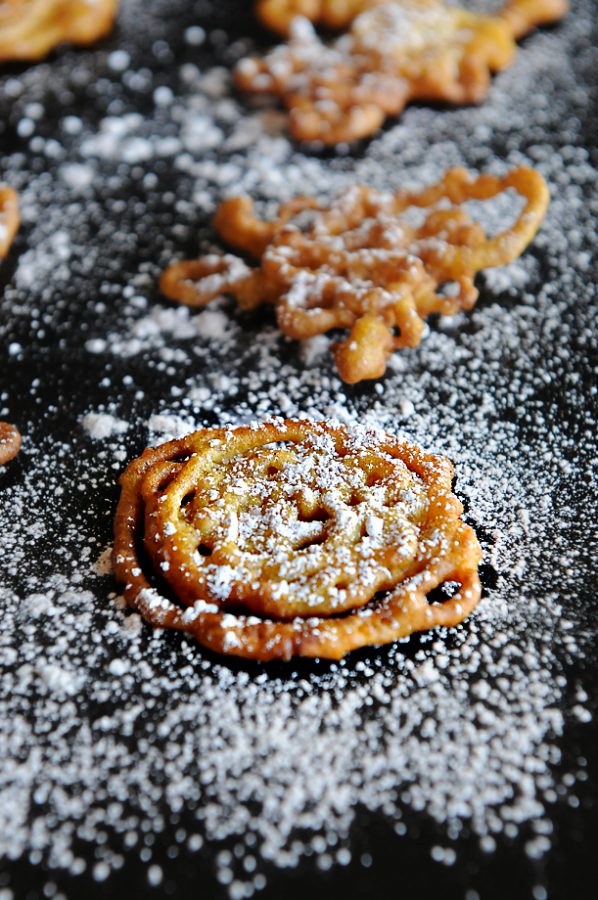 Bite Sized Funnel Cake Recipe with Pumpkin - perfect for the fall season or any time of year! Recipe from dineanddish.net