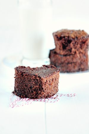 Heart shaped brownie on a plate