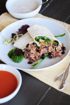 Plate with buffalo chicken wrap