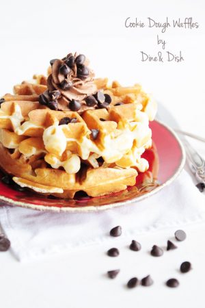 Cookie Dough Waffles recipe on dineanddish.net