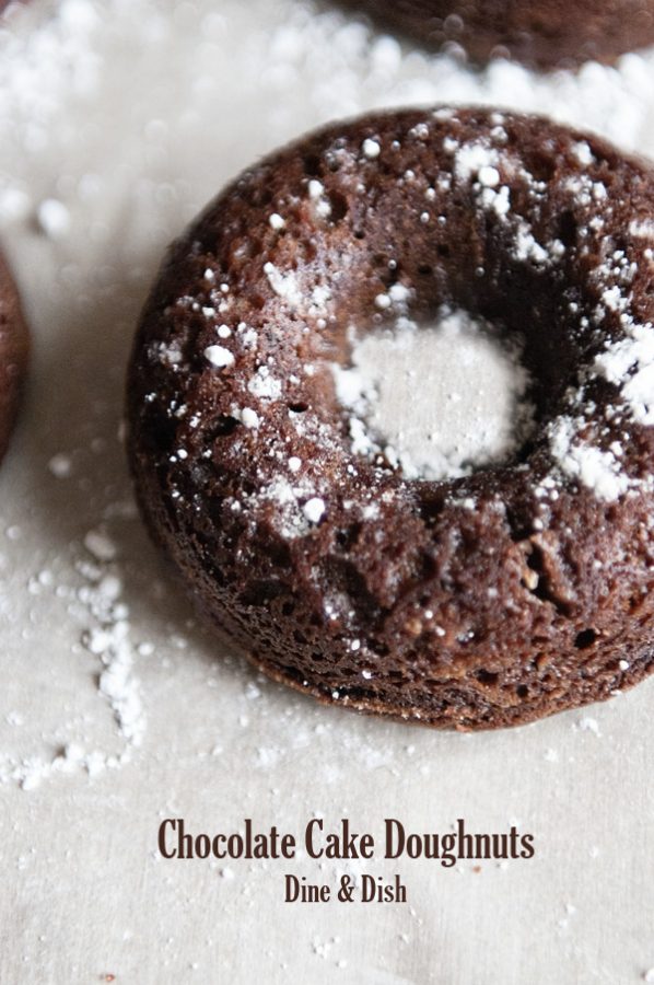 Chocolate Cake Doughnuts on parchment paper