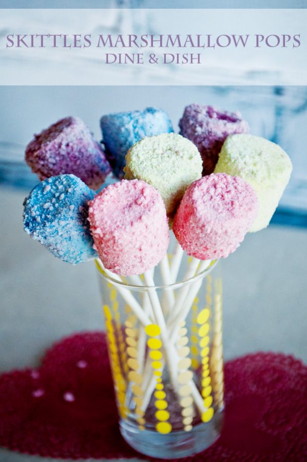 Skittles Marshmallow Pops www.dineanddish.net