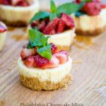 Cheesecake Minis with Strawberry Balsamic Mint Topping