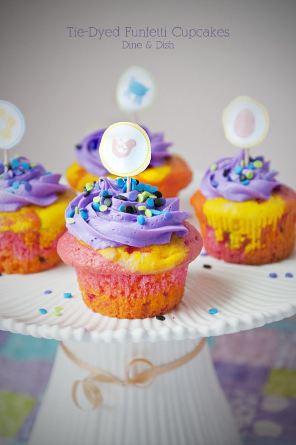Tie Dyed Funfetti Cupcakes