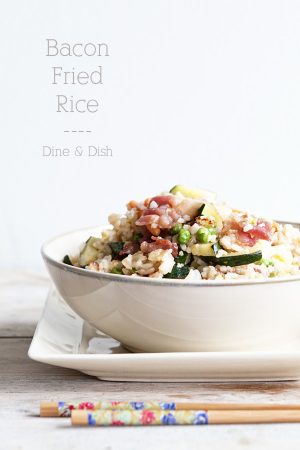Bacon Fried Rice Recipe on www.dineanddish.net This needs to be in your menu rotation!