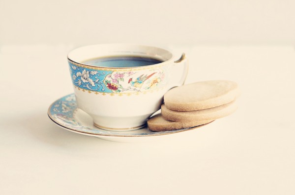 Tea time with shortbread cookies