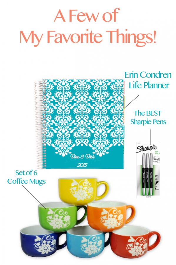 Favorite Things Giveaway with Erin Condren Planner, Sharpie Markers, Coffee Mugs at dineanddish.net