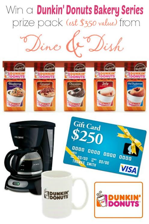 Dunkin Donuts $350 ARV Prize Package Giveaway at dineanddish.net