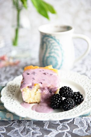The Best Coffee Cake Recipe with Blackberry Glaze on dineanddish.net