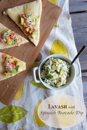Lavash with Hot Spinach Avocado Dip from dineanddish.net