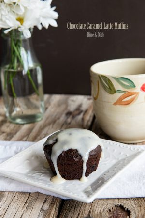 Chocolate Caramel Latte Muffins from dineanddish.net