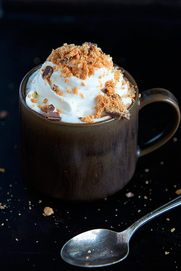 Slow Cooker Butterfinger Hot Chocolate Recipe from dineanddish.net