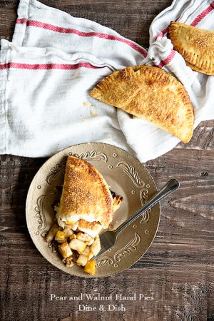 Pear and walnut hand pies - individual pies with a tender and flaky crust from dineanddish.net