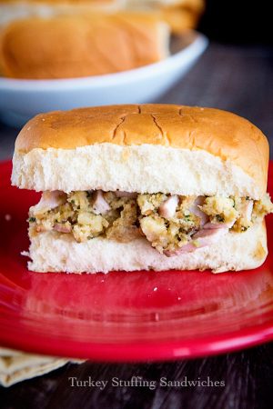 Turkey Stuffing Sandwiches are our favorite way to use up leftover turkey! Recipe on dineanddish.net