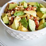 California Avocado Marinated Salad with Chickpeas and Artichokes from dineanddish.net