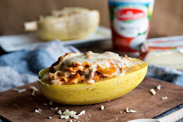 Cheesy Lasagna Stuffed Spaghetti Squash Boats