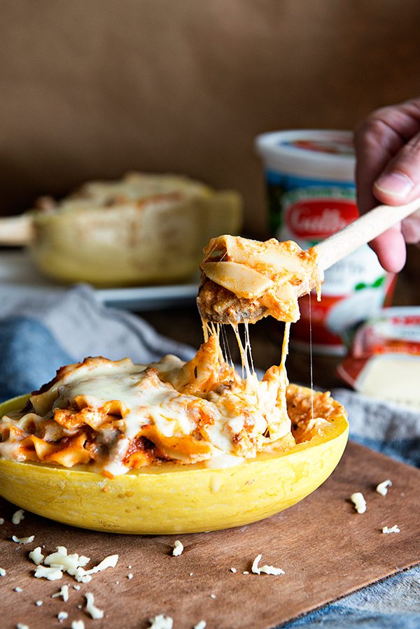 Cheesy Lasagna Stuffed Spaghetti Squash recipe