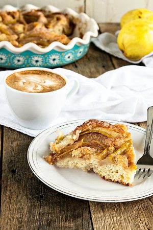 Cinnamon Pear Coffee Cake from dineanddish.net