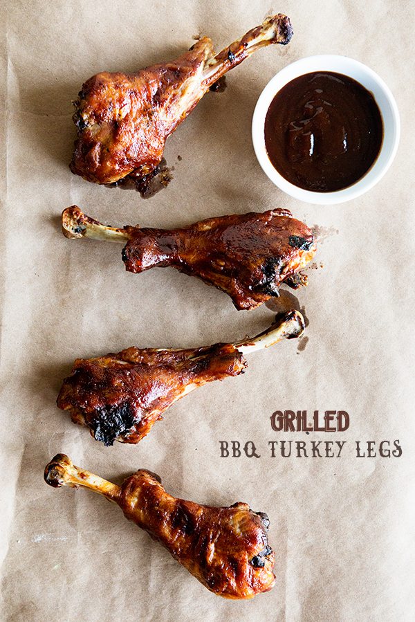 Grilled BBQ Turkey Legs recipe on dineanddish.net