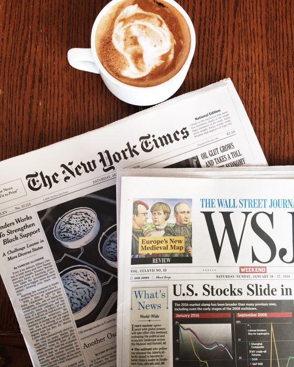 Coffee and newspapers, my favorite way to start a weekend!