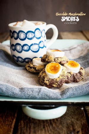 Chocolate Marshmallow S'Mores Cookies Recipe from dineanddish.net #BakeALittleExtra