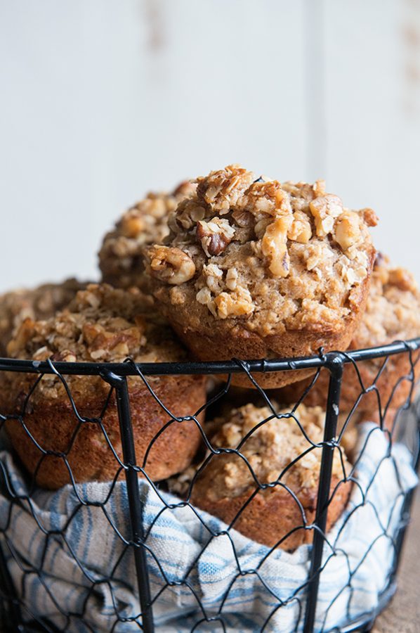 This hearty muffin recipe is full of great, heart healthy ingredients, like Walnuts, Oatmeal and Applesauce!