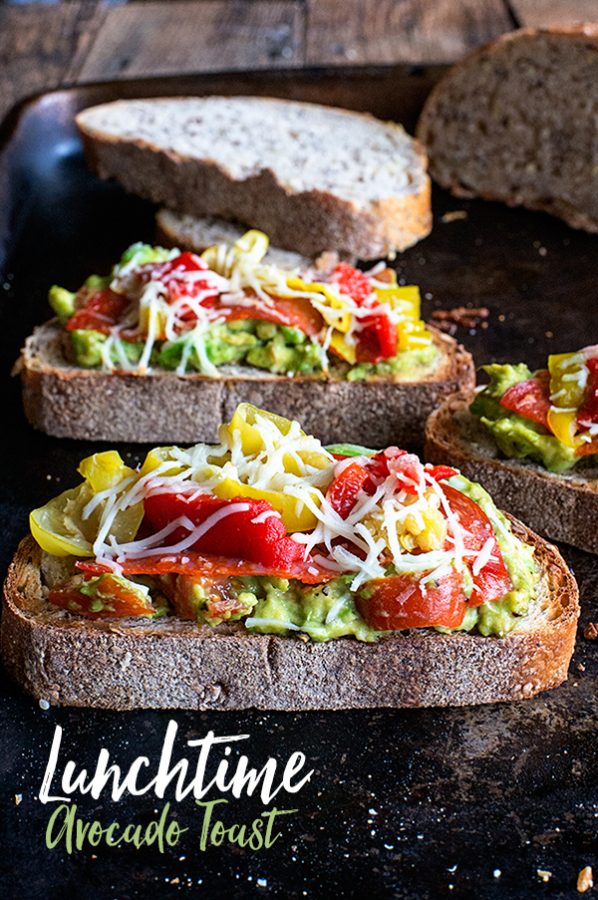 Amp up lunchtime with this loaded Lunchtime California Avocado Toast recipe on dineanddish.net