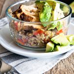 Simple and healthy Cauliflower Rice Bowl with Chili Lime Chicken and Avocado