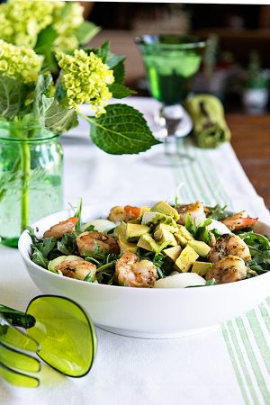 Pesto Shrimp Avocado Salad Recipe from dineanddish.net