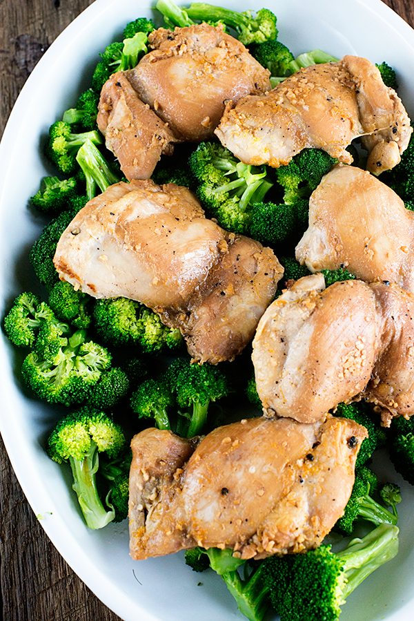 Soy Honey Chicken Thighs Recipe with Lemon Broccoli - Dine and Dish