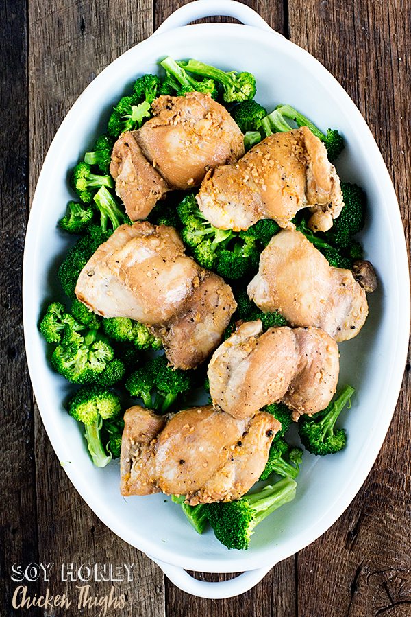 Soy Honey Chicken Thighs with Lemon Broccoli