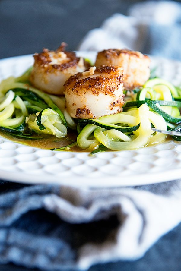 Simple Scallops Recipe over Zucchini Noodles