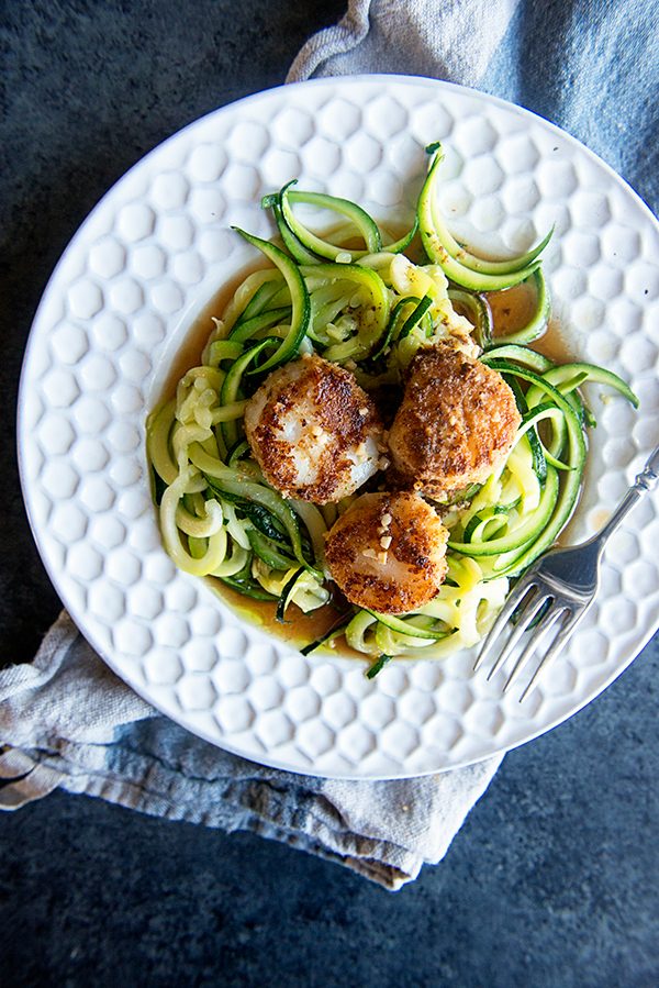 Simple Scallops Recipe over Zucchini Noodles