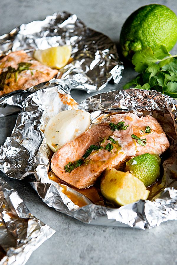 Sriracha Lime Salmon Packets Recipe from dineanddish.net