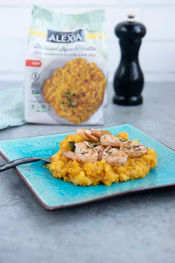 Easy Baked Shrimp over Butternut Squash Risotto