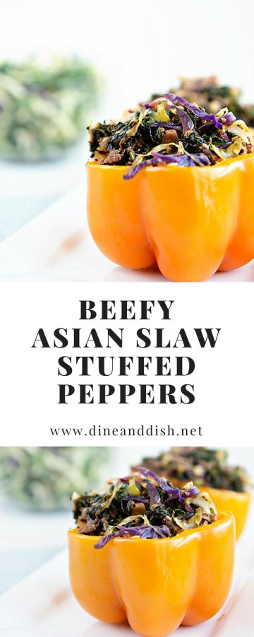Low Carb Beefy Asian Slaw Stuffed Peppers Recipe from dineanddish.net