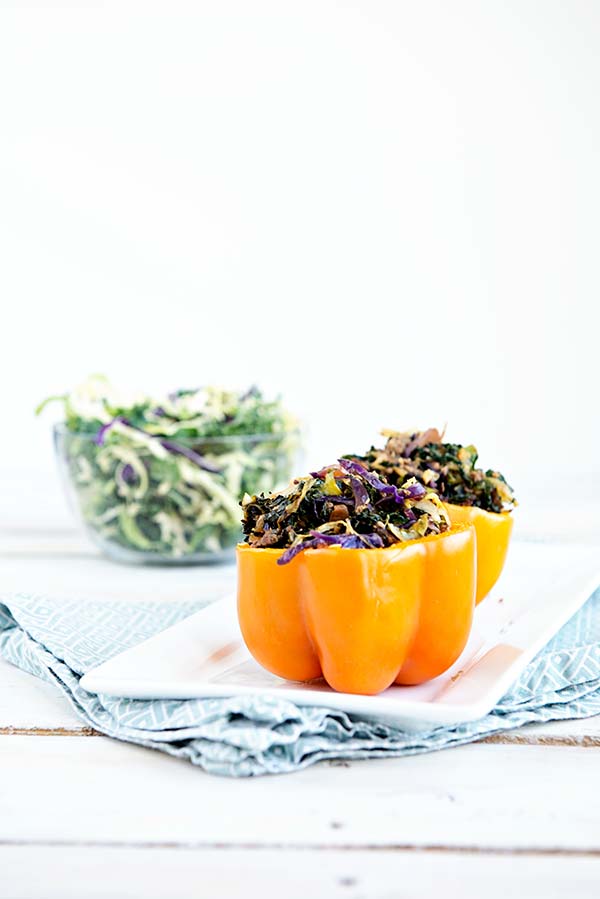 Low Carb Beefy Asian Slaw Stuffed Peppers from dineanddish.net