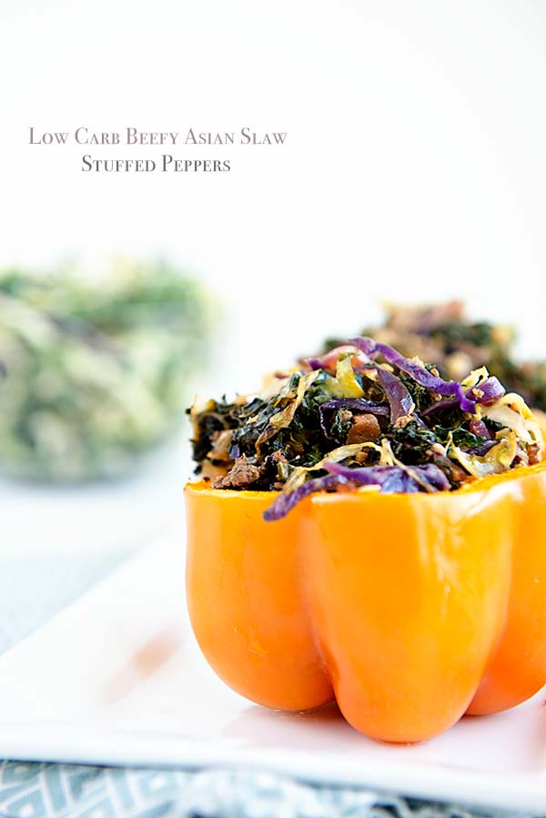 Low Carb Beefy Asian Slaw Stuffed Peppers Recipe