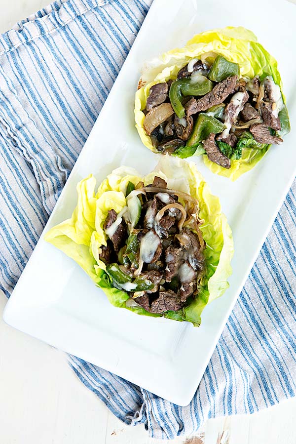 Cheesesteak Lettuce Cups are the perfect low carb cheesesteak alternative to your favorite cheesesteak