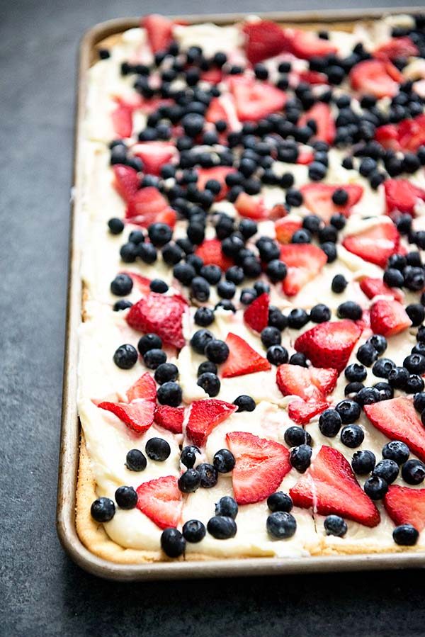 Sheet Pan Fruit Pizza Recipe from dineanddish.net