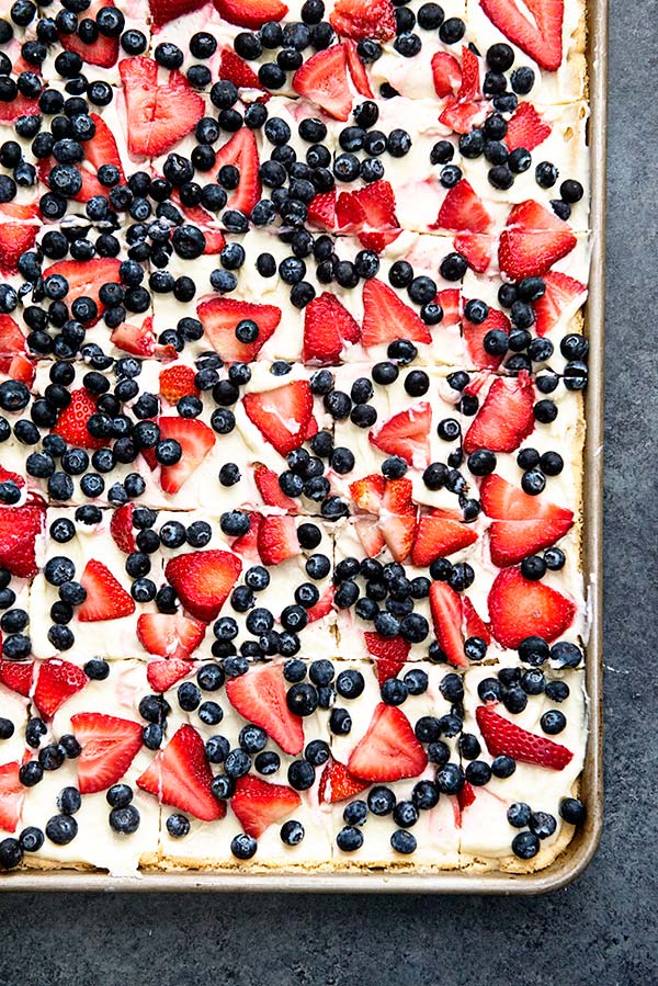 Sheet Pan Fruit Pizza Recipe using sugar cookie dough