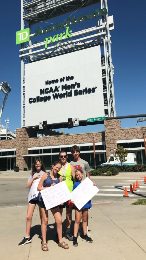 Nick and family at the end of the Omaha Marathon on Dine & Dish