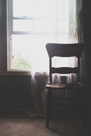 Sheer curtains, an antique chair and coffee = happiness on dineanddish